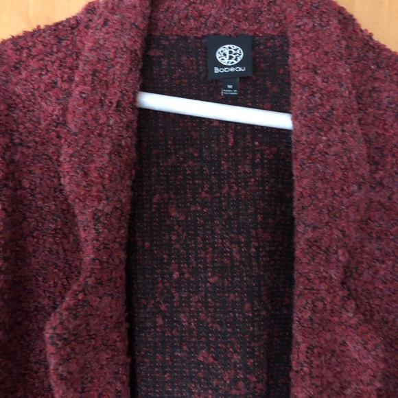 Bobeau Red faux shearling small knit cardigan - Picture 2 of 4